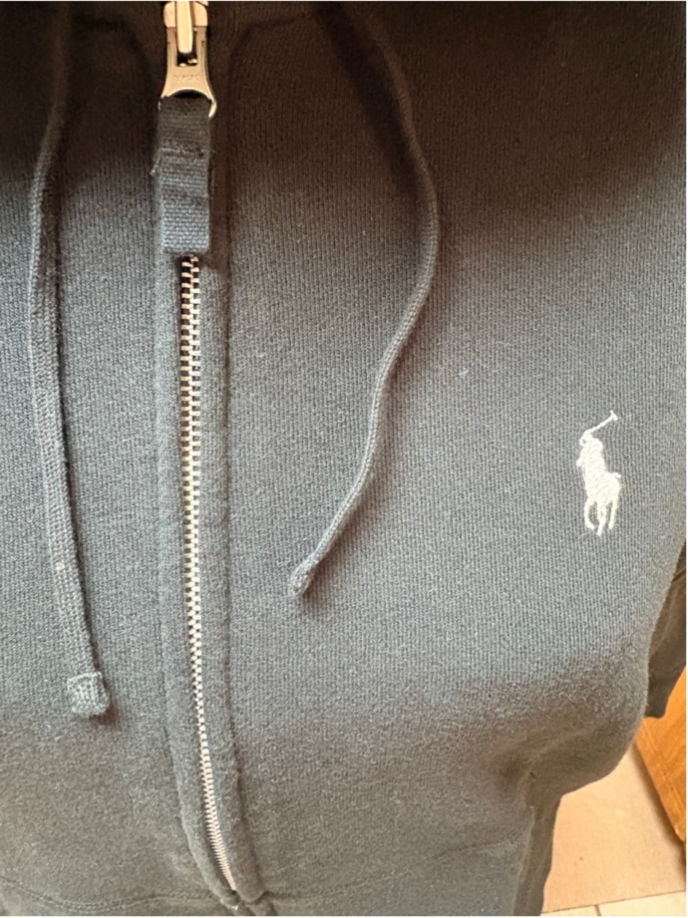 Ralph Lauren Sport Black with White Polo Logo Full-Zip Hoodie Size XL (21” PTP) - Picture 3 of 6